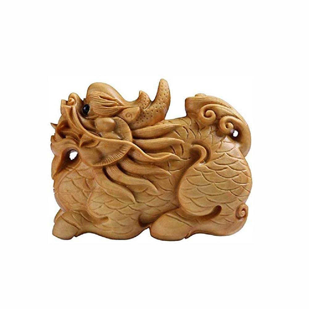 YNIYUJKL Feng Shui Ornaments Small Box Wood Pixiu/Piyao Statue Decoration Figurine Home And Office Sculpture Ornament Crafts