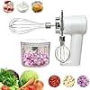 SH-RuiDu 3-in-1 Cordless Electric Hand Mixer, Portable USB Rechargeable Electric Hand Blender with 2 Detachable Whisks & 200ml Mini Chopper Bowl, 3-Speed Settings for Whipping Mixing Chopping