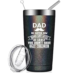 RNFENQS Gifts for Dad from Daughter Son, Dad No Matter How Hard Life Gets At Least You Don’t Have Ugly Children, 20 OZ Dad Tumbler for Papa Husband Men on Birthday Christmas