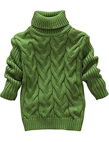 JELEUON Little Girls Baby Solid Color Turtleneck Sweater Soft Knit Warm Sweatshirt (1-2 Years, Green)