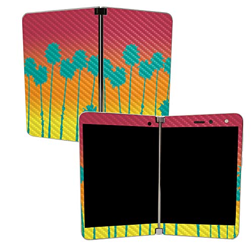 Image of MightySkins Carbon Fiber Skin for Microsoft Surface Duo - Sherbet Palms | Protective, Durable Textured Carbon Fiber Finish | Easy to Apply | Made in The USA
