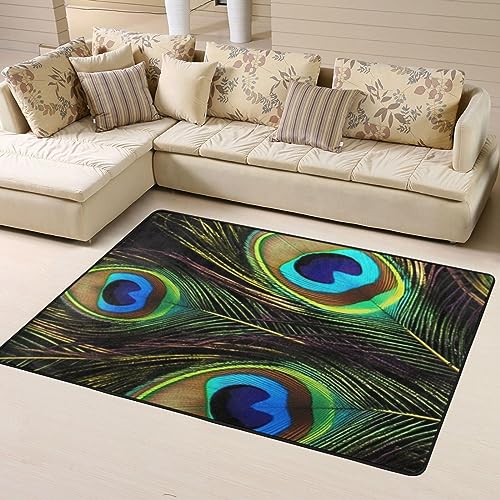 Tapis de sol doux BAFAFA en plumes de paon antidérapant de luxe