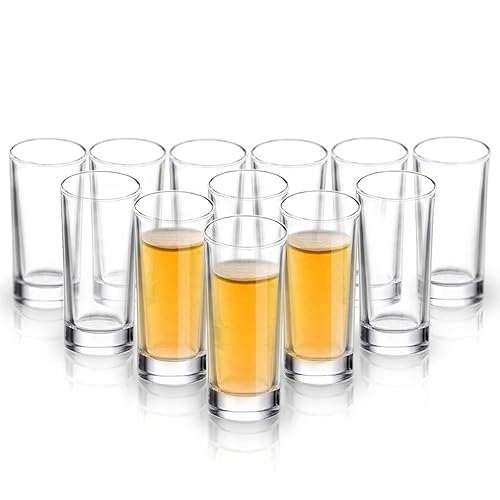 Elivia Shot Glass Set with Heavy Base, 2 oz (12 pack) Clear Glasses for Whiskey, Liqueurs and Dessert - JL01 - 2oz-12pack