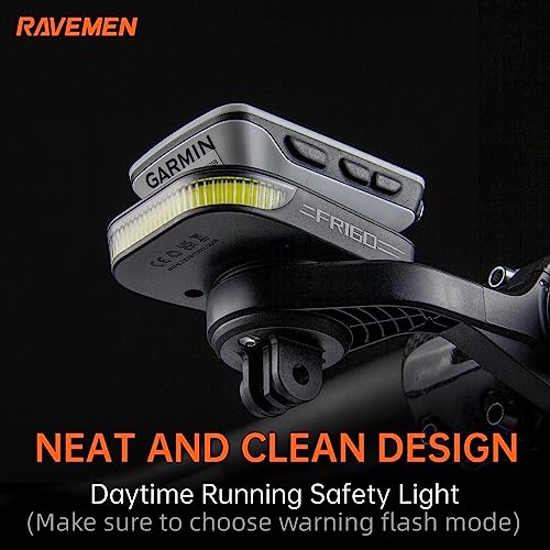 Ravemen Fr160 Compatible With Garmin Cycling Gps Computer, Ipx6 Waterproof Bicycle Front Auxiliary Light With Side Visibility Warning Flash Light 6 Light Modes For Being Seen (Patent Protected) #TOP1