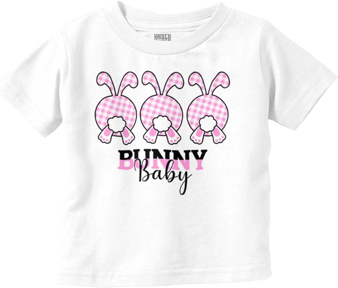 Cute Plaid Easter Bunny Baby Tails Toddler Baby Girl T Shirt