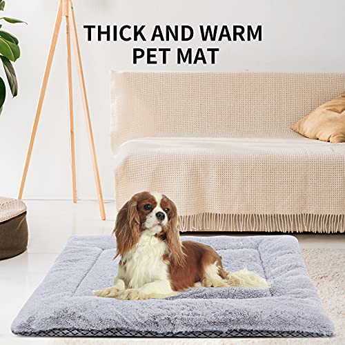 Vejaoo Hundematte Weiche und warme Matte Liegedecke für Hunde und Katzen Sofa für Heimtiere XZ014 (L (90 X 60CM), Short Plush Grey)