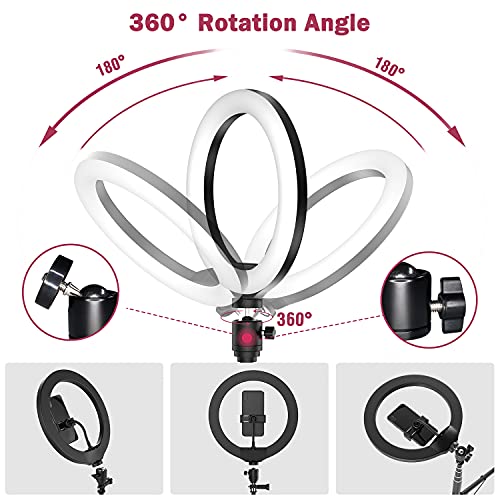 Ringlicht Mit Stativ Handy, 10 Zoll Ringlicht mit 2 Stativ für Live Streaming/Videokonferenz/YouTube/Makeup, LED… – Bild 5