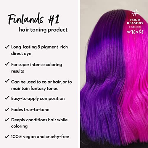 Image of Four Reasons Color Mask INTENSE Violet (27 Colors) - Color Depositing Conditioner - Semi Permanent Purple Hair Dye for Lightened and Colored Hair- 100% Vegan, 6.76 fl oz