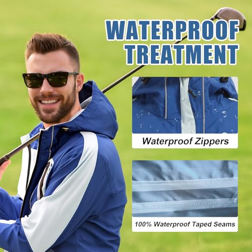 Arasiyama Men's Lightweight Waterproof Rain Jacket Windproof Raincoat with Hood Outdoor Ventures4