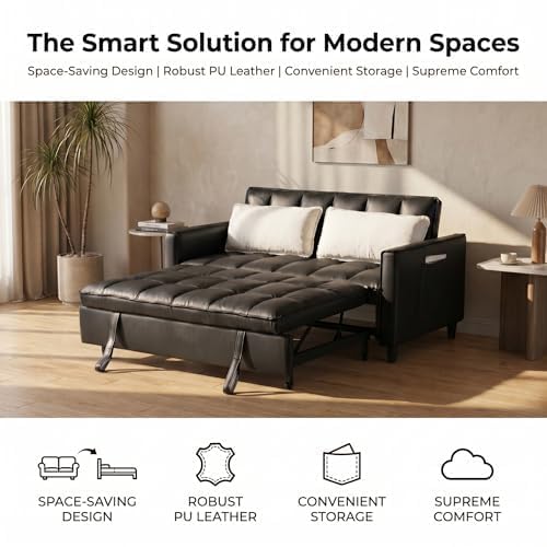 Trygoal Leather Sleeper Sofa Bed