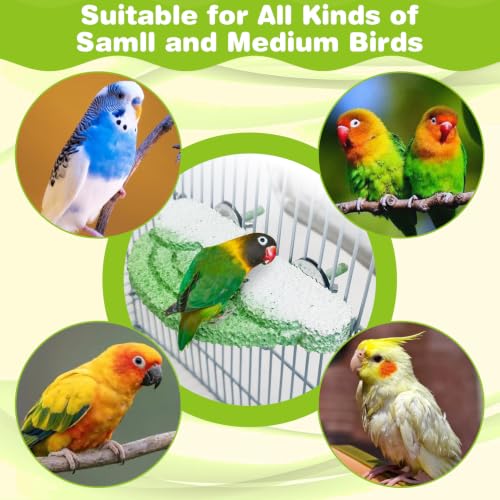 Image of PINVNBY 3PCS Bird Beak Grinding Stone Resin Bird Perch Stand Grinding Claw Clouds Birds Cage Perch Parrot Climbing Chewing Toys Parakeet Cage Accessories for Budgies Cockatiels Conures (Green)