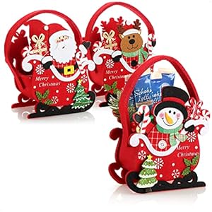 com-four® 3X Weihnachtstaschen aus Filz – weihnachtlicher Weihnachtskorb, Geschenkkorb – Filztaschen für kleine Präsente…