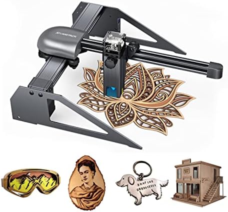 ATOMSTACK Portable Laser Engraver, 40W Laser Cutter and Engraver Machine for Wood and Metal, DIY Laser Marking for Dog Tags, 5.5W Output Power, 85% Pre-Assembled, 200x200mm Fine Engraving Area