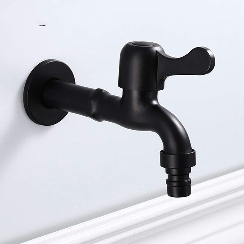 ZYCHSJXA Washing Machine Faucet Mop Black Bathroom Stainless Steel Tap Outdoor Garden Decorative Kitchen Wc Bibcock,Black A