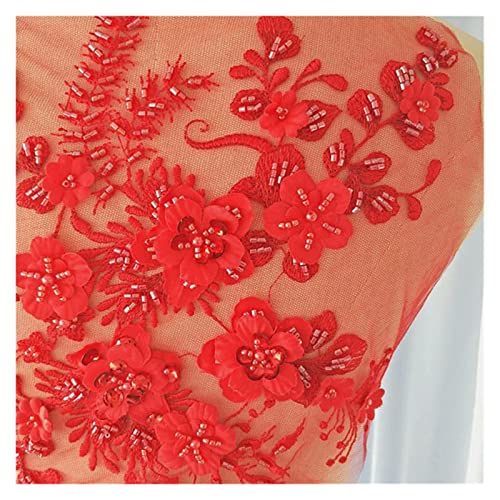 ZZSRJ 1pc Grey 3D Embroidered Lace Flower Appliqué Dress DIY Garment Decoration Accessory (Color : Red, Size : One Size)