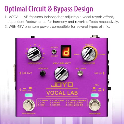 Image of JOYO Vocal Harmony Pedal with 9 Vocal Harmony Effects, 12-Key, 3 Reverb Models for Singer and Guitarist Singing (Vocal Lab R-16)
