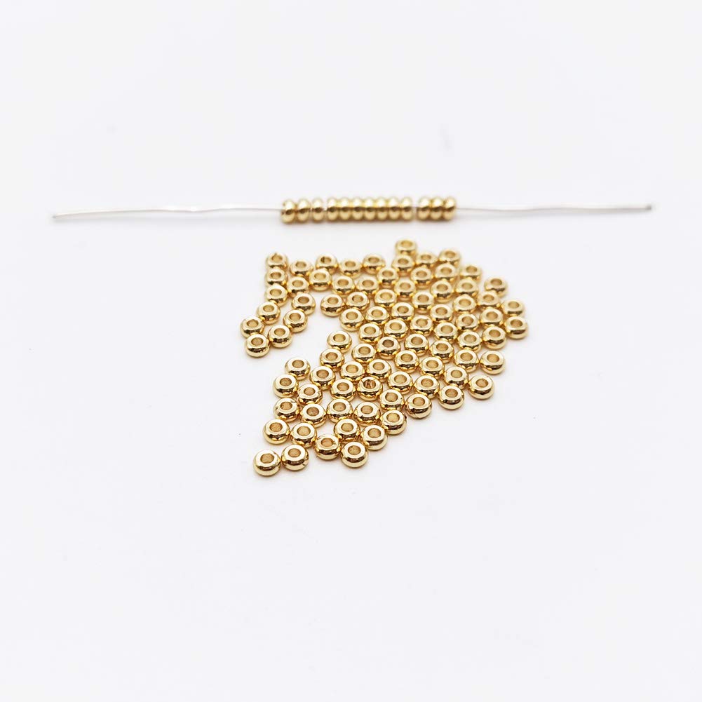 Lot Of 20 Flat 2mm Thick Spacer Heishi Rondelle Beads - Plated Brass Metal Beads For Jewelry Making