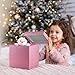 UNIQOOO 5Pcs Christmas Pink Glitter Gift Box Set w/Lid, Assorted Size, Rose Gold Square Nested Wedding Paper Box Tower Organizer for Party, Thanksgiving, Gift Wrap Packaging