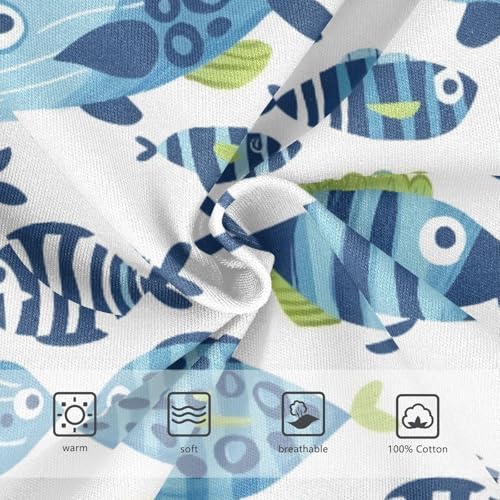 Funny Blue Striped Fishes Boys' Underwear 100% Cotton Boys' Briefs Soft Toddler Underwear3