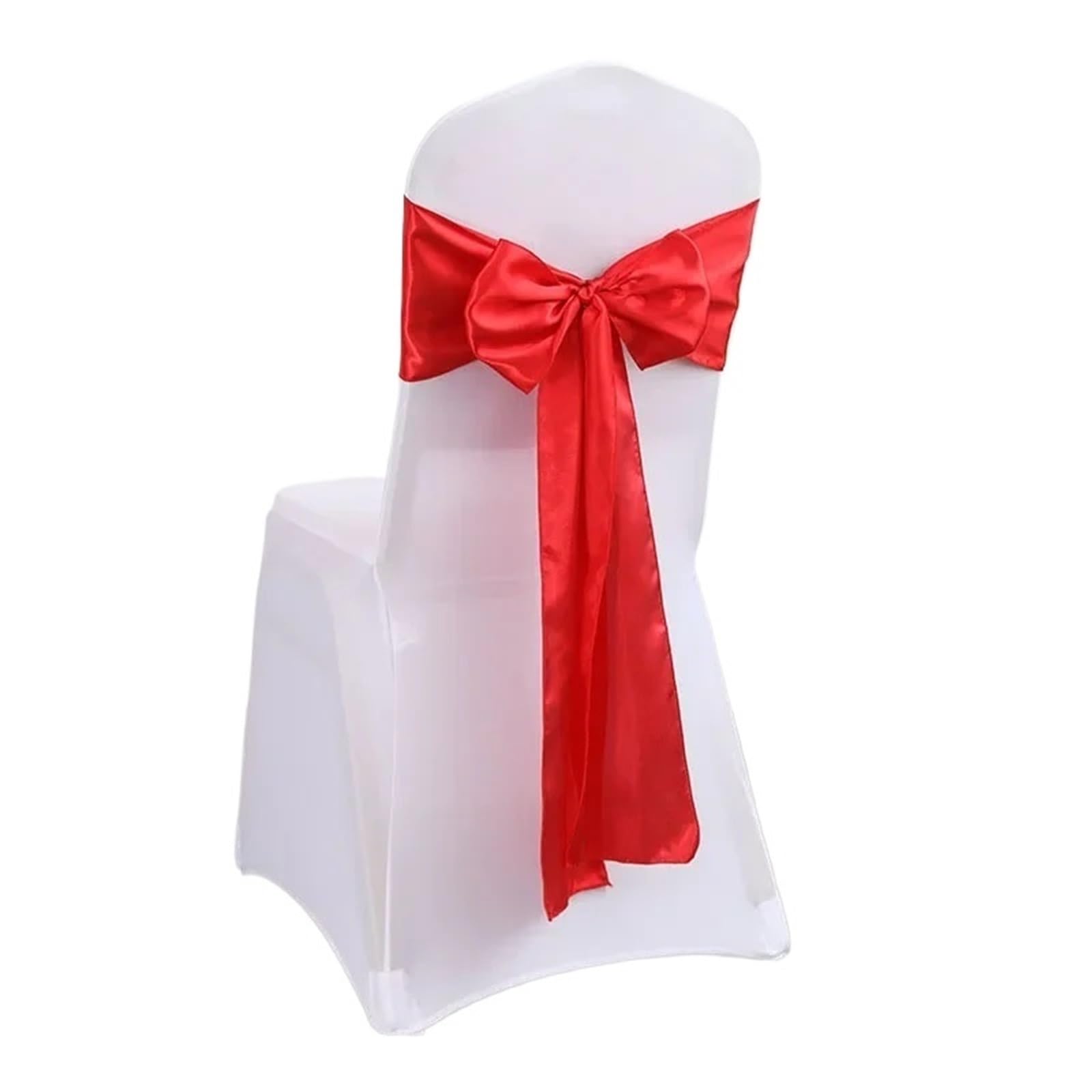 RRYPBOVG Chair Ribbon 10/50pcs Satin Chair Sash Bows Cover Ribbons For Wedding Banquet Party Event Graduation Ceremony Decoration(Red,50pcs)