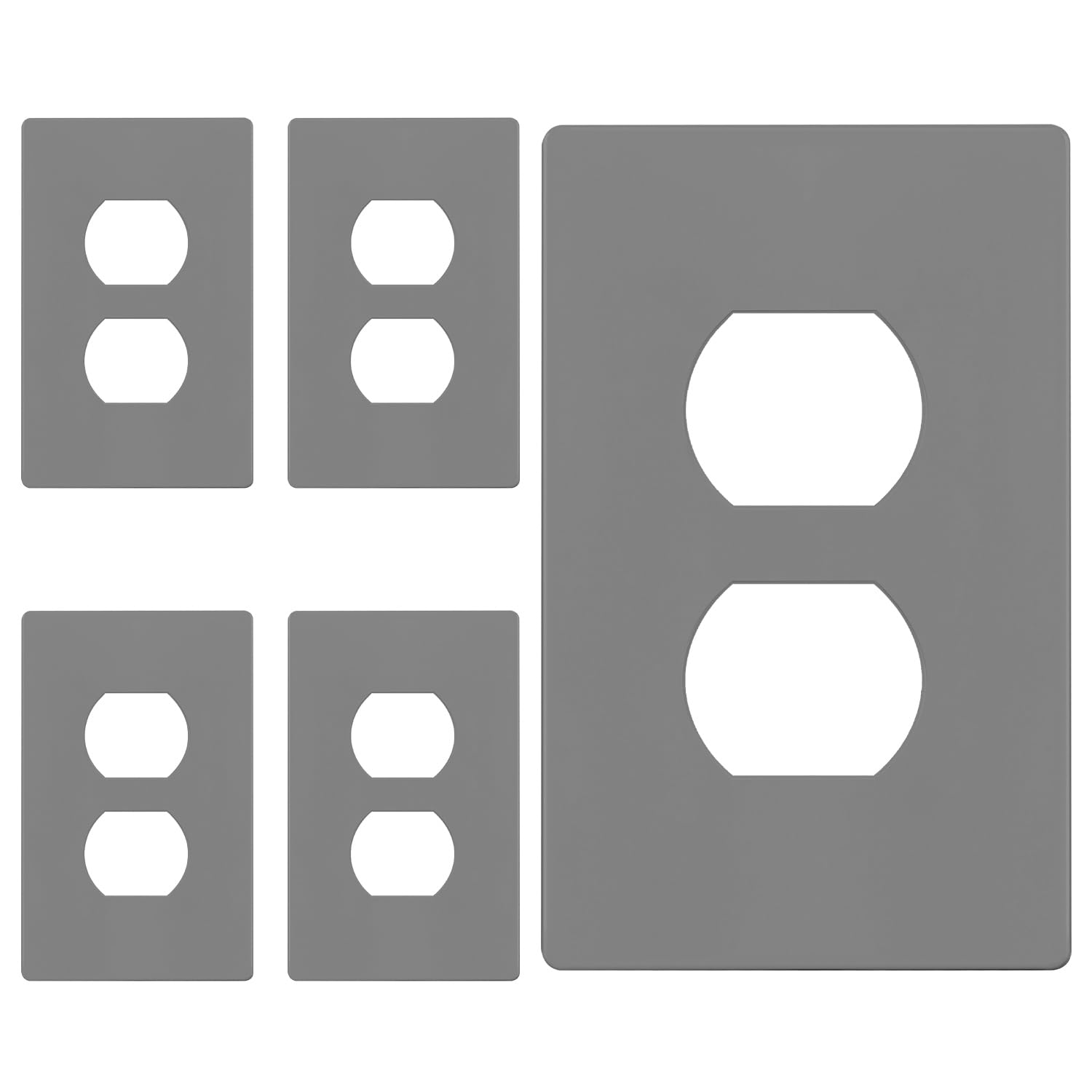 ENERLITES 5 Pack Screwless Duplex Outlet Covers Wall Plate, 1-Gang, Gray