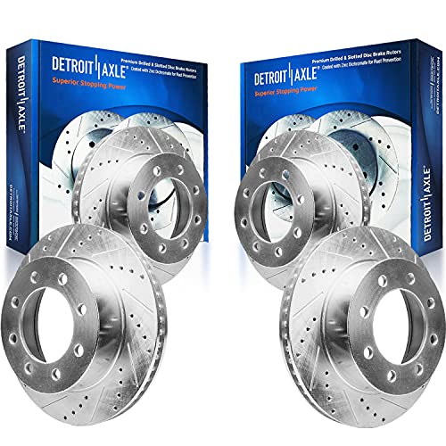 Detroit Axle - All (4) Front 331mm and Rear 326mm Drilled and Slotted Disc Brake Kit Rotors for 2000-2005 Ford Excursion 4WD - [99-04 F-250 Super Duty 4WD] - 99-04 F-350 Super Duty 4WD SRW