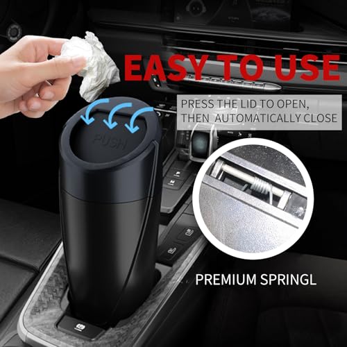 Image of Car Trash Can with 90 Free Garbage Bags - Waterproof, Lid-Closed, Easy-to-Clean Cup Holder Trash Can, Ideal for Car Organization (Black & Pink Combo, 2-Pack, Perfect for Home, and Travel)