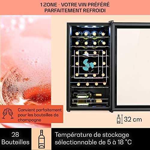 Klarstein Cave a Vin sur Pieds, Caves à Vin de 74L avec une Porte en Verre, Cave a Vins à Zone Unique, Bar Intérieur/Extérieur, Frigo vin, Cave a Vin de Vieillissement, Petite Cave à Vin 28 Bouteilles – Image 4