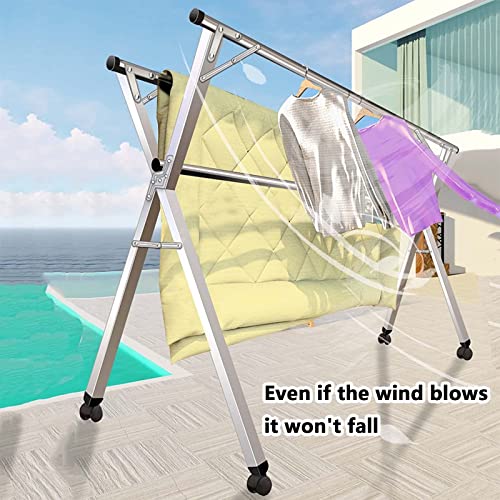 Support à vêtements roulant et extensible pour balcon et salon - 8