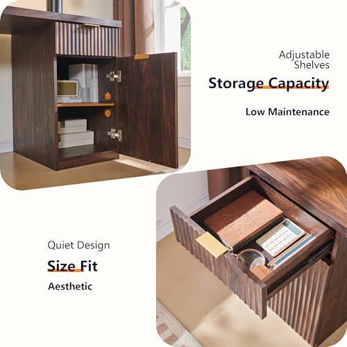 Image of 60 inch Modern Home Office Desk, Reversible Left‑Right Cabinet, Built‑in Outlet | Reversible design lets you fix the cabinet on left‑hand or right‑hand side to fit your room layout