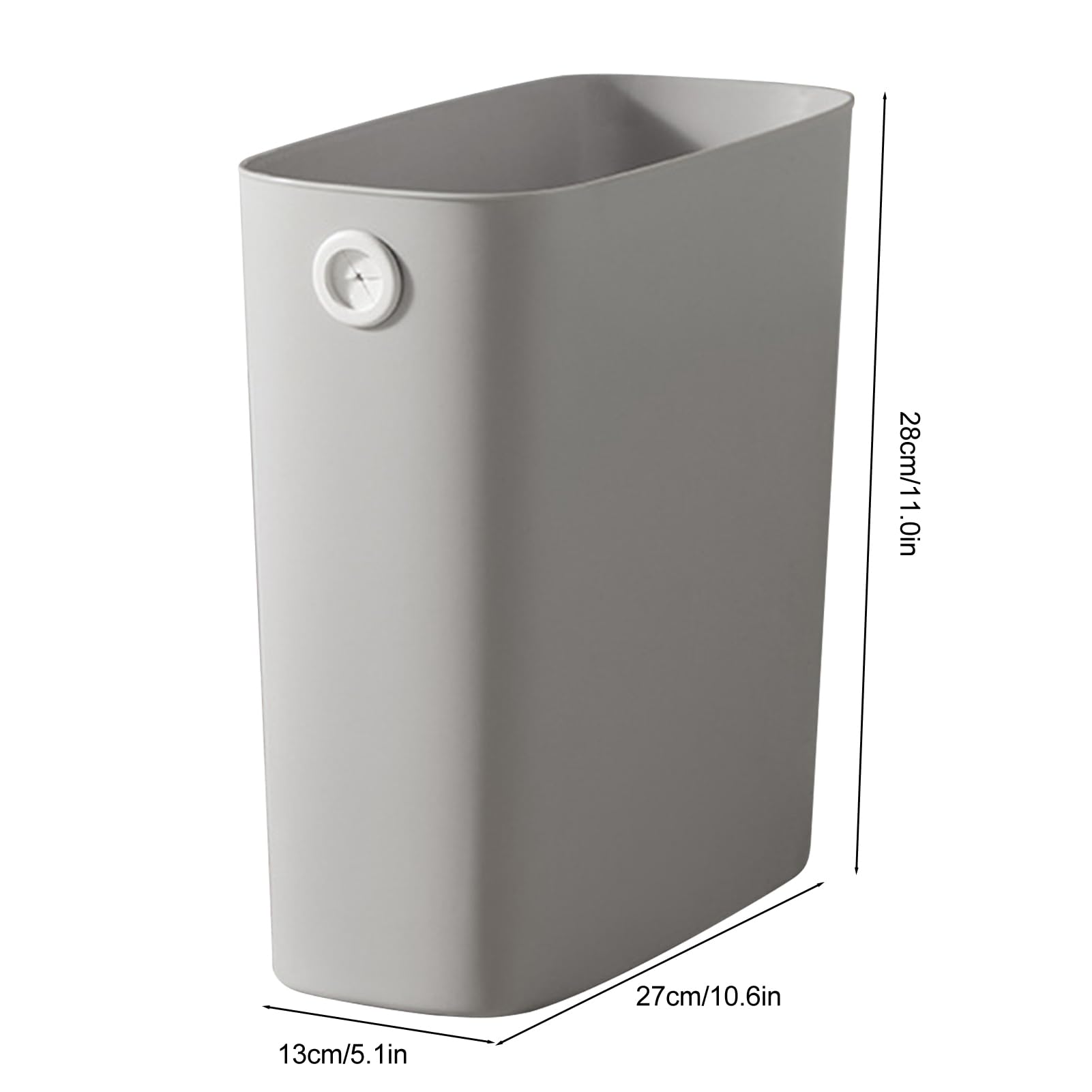 Piccolo Cestino per Rifiuti, 28×27×13cm Cestino Sottile Può Cestino per Rifiuti Rettangolare in Plastica Sottile Cestino Spazzatura per Bagno o Cucina, Letto, Ufficio (Grigio)
