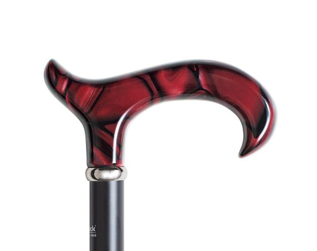 Eleganter Damen Gehstock Perlmutt RUBIN mit Derbygriff / höhenverstellbar 75/100