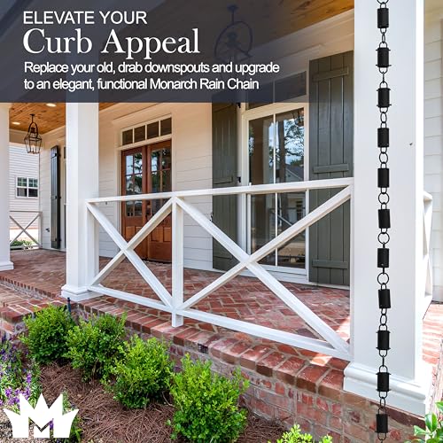 Monarch Rain Chains 18108 Aluminum Cylinder Rain Chain, 8-1/2 Feet Length Replacement Downspout for Gutters, Black Powder Coated