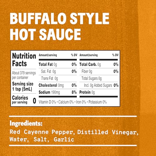 Image of TABASCO Brand Buffalo Style Hot Sauce, Medium Hot Sauce, Bulk Plastic Jug, Thick & Tangy, Five Simple Ingredients, Perfect for Large Recipes, Great on Chicken Party Wings & More, 64 Fl Oz (Pack of 1) | Value Size Medium Hot Sauce, Thick & Tangy Dipping Sauce, Classic Buffalo Style, Great with Pasta Sauce, Wings, Ranch & More