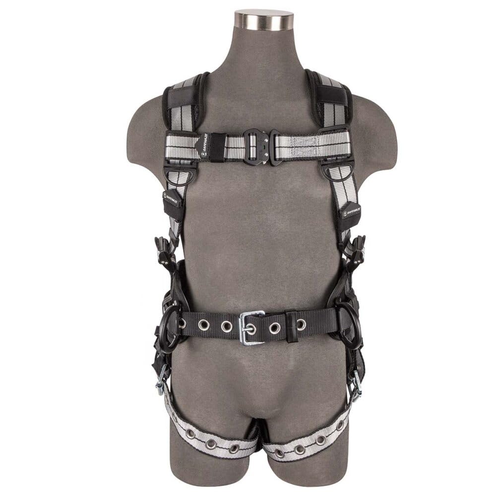 Safewaze 023-1256 PRO+ Slate Construction Harness: Alu 3D, Alu QC Chest, TB Legs, Trauma