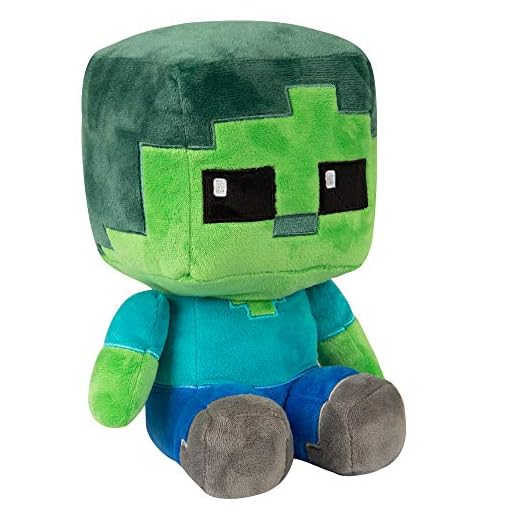 JINX Minecraft Crafter Zombie Plush Stuffed Toy, Multi-Colored, 8.75" Tall