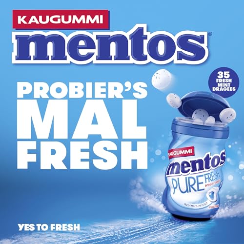Mentos Kaugummi Pure Fresh Mint, 6 Boxen zuckerfreie Chewing Gum Dragees mit Pfefferminz-Geschmack & flüssiger Füllung… – Ansicht 2