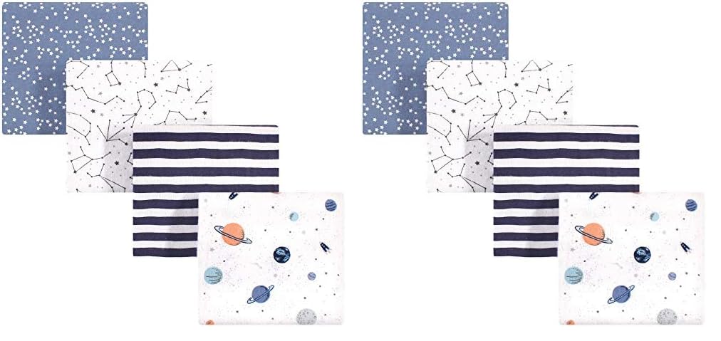 Hudson Baby Unisex Baby Cotton Flannel Receiving Blankets, Space, One Size (Pack of 2)