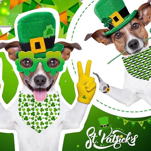 St. Patrick's Day Dog Bandana, 2 Pack Adjustable Holiday Party Pets Saint Patrick Day Bandana Lucky Triangle Bibs Cat Scarf Set — view 2