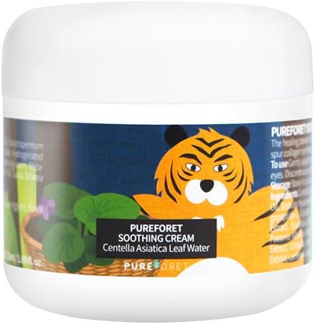 Pureforet Soothing Cream Acne Spot Solutions Natural Treatment Tea Tree Oil Moisturizer Sensitive Skin Best Extra Strength face acting from Face and Body Centella Asiatica Extract 70% 50ml 1.69 Fl Oz