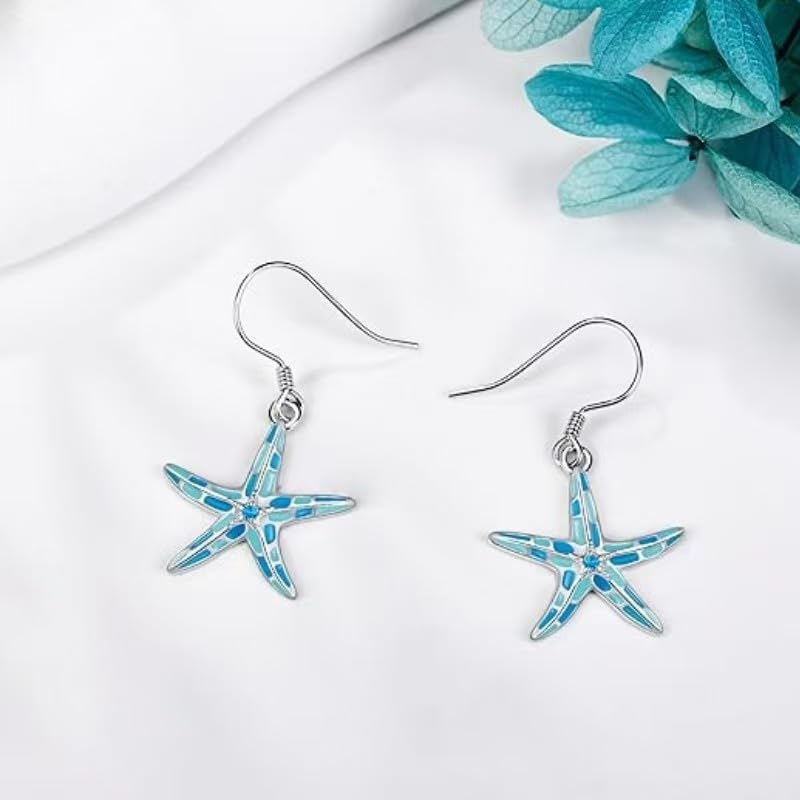 Blue Silver Butterfly/Dragonfly/Star/Starfish/Evil Eye Earrings, Women's Jewelry Gifts3
