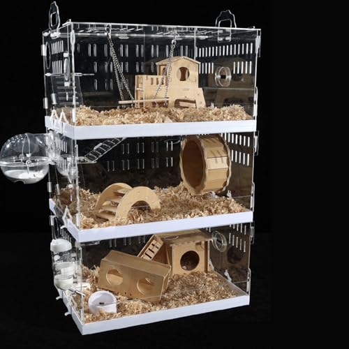 ハリネズミ ケージ プラスチック 大型 脱出にく デグー ケージ 御洒落 透明 掃除しやすい 組立式 3段まで積み重ね可能 hamster cage グランスペース ルーミィ 持ち運び 通気穴いっぱい ハムスター クリアケージ 二階建て 多頭飼育用 イージ