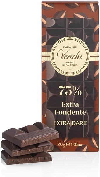 Venchi - Mini 75% Extra Dark Chocolate Bar, 30 g - Made from Select Cocoa Blends - Gluten Free - Vegan