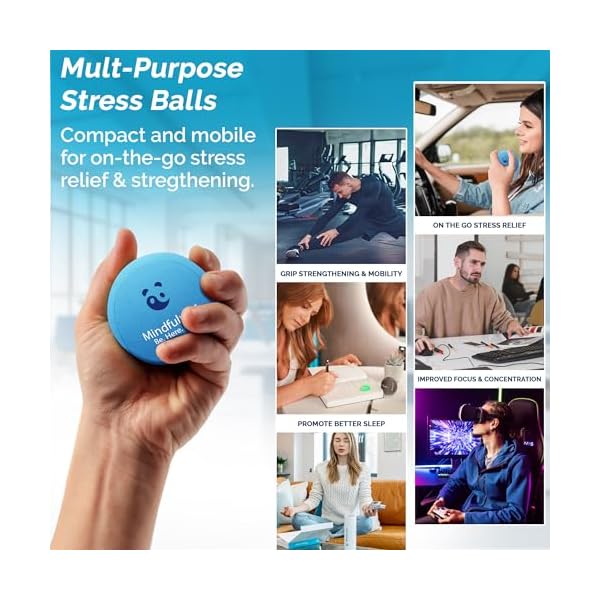 Mind & Body Stress Balls For Adults - Tri-Density Hand Therapy Exercise Squeeze Balls - Grip Strengthening For Hand Therapy - Anxiety And Stress Relief - Physical Therapy Support Fidget with Gel Core - Image 3