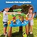 ZACEAC Water Table for Toddlers 3-5 Outdoor Toys for Kids Ages 4-8 3-Tier Kids Sand Water Tables with Fishing Game Set Activity Sensory Table Summer Gift Beach Outside Toys for Toddler Boys