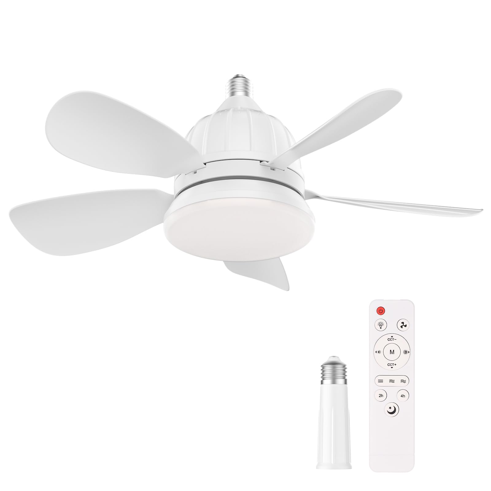 GuKKK Ventilador Techo con Luz y Mando a Distancia, 18'' LED Regulable Lampara Ventiladores de Techo con Luz, Lampara Ventilador Techo con Ventiladores Silencioso, 3 Velocidades 5 Aspas Temporizador