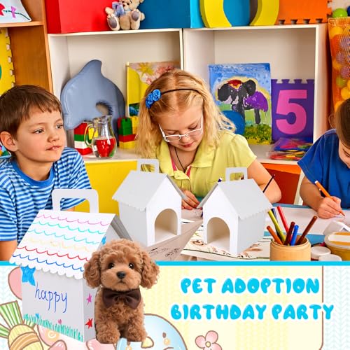 24 Stück Partygeschenkboxen Hunde, Weiße Faltbare Partygeschenkboxen zum Thema Adoptieren Welpen Geschenkartikel für Haustiere in Großen Mengen für Geburtstagsdekorationen