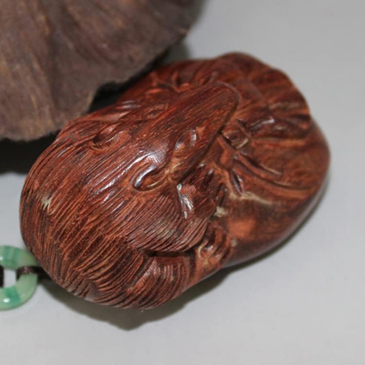 Mascot Wooden Crafts Wood Carving Art Wood Decoration Artwork 印度小叶紫檀老鼠布袋手把件 小叶紫檀摆件 雕刻手摆件 商务礼品(印度小叶紫檀老鼠布袋手把)