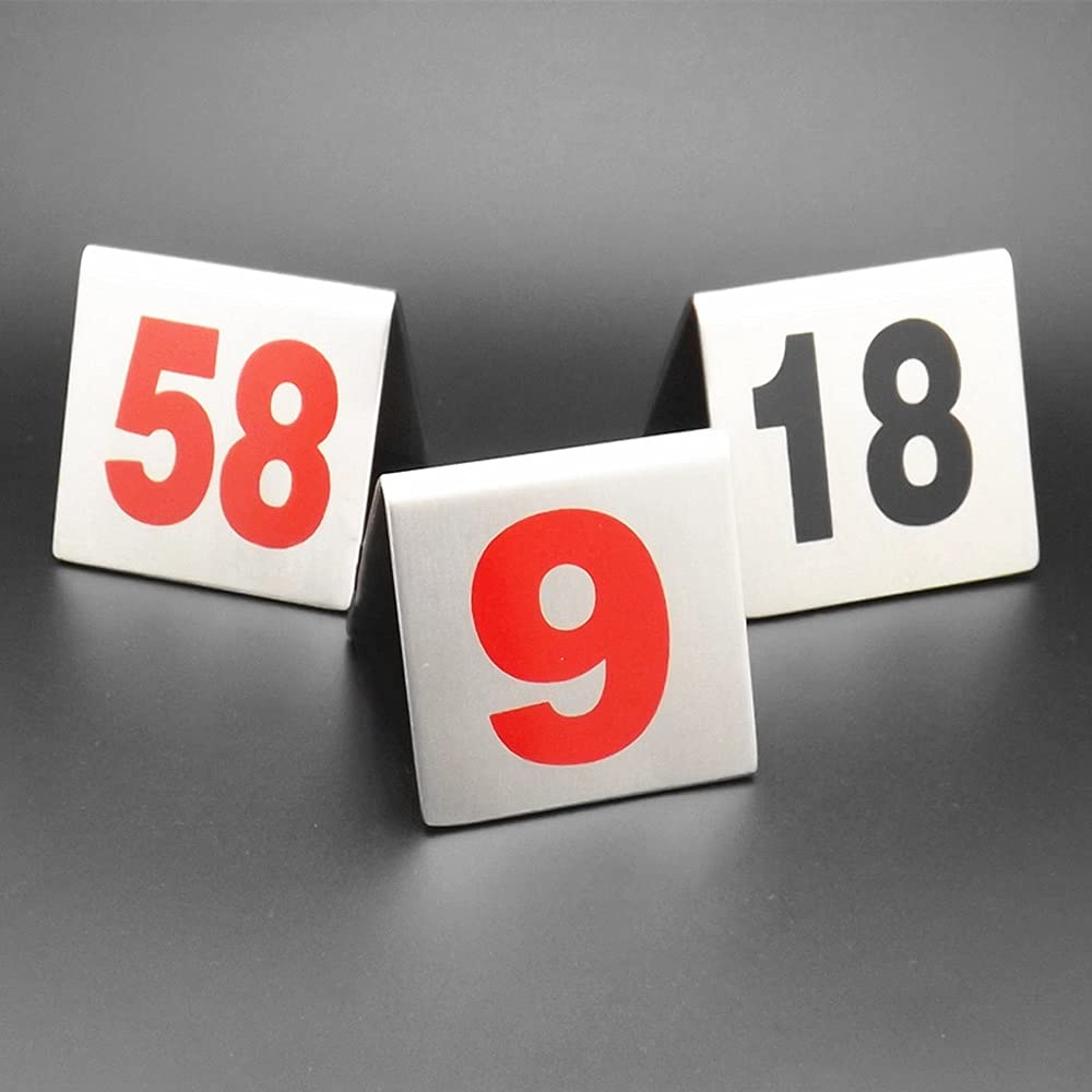 Numery stołów w stylu namiotu, Numery stołów dwustronne ze stali nierdzewnej, namiot, 5x5x5 cm/2x2x2 cale, opakowanie 10 sztuk(11-20)