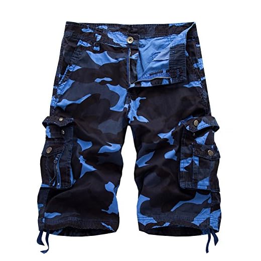 AYG Bermudas Camuflaje Hombre Cargo Shorts Camo Casual 29-38 (W40(ES 50)/40" Cintura, Azul(Dark Blue Camo))